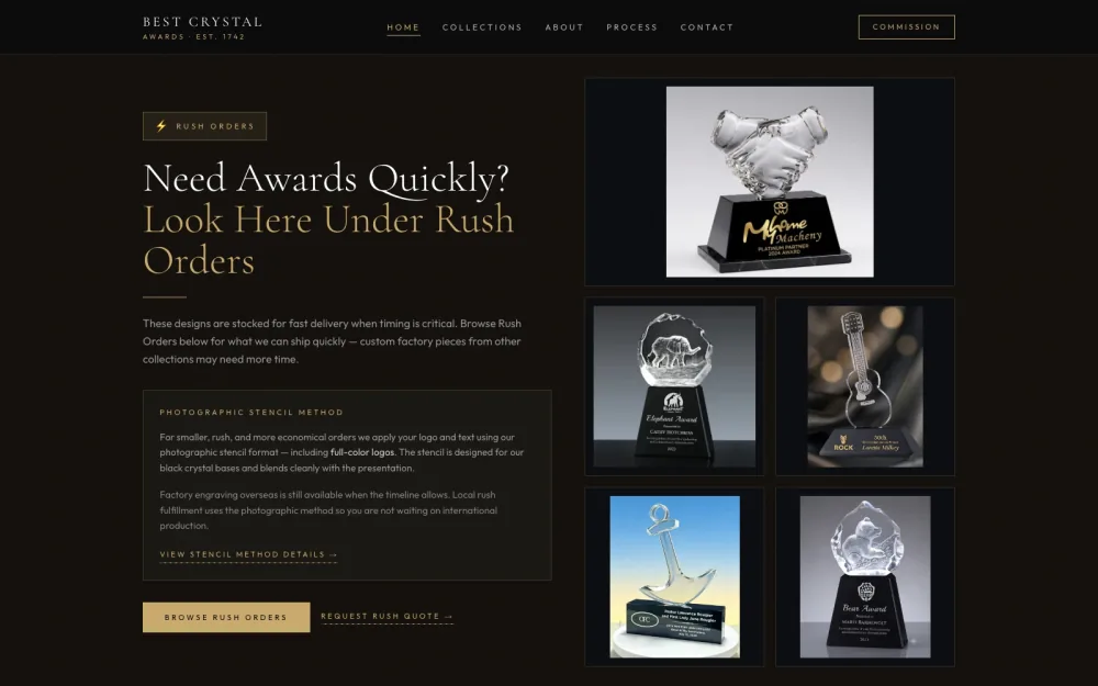 Best Crystal Awards rush-order information and award gallery