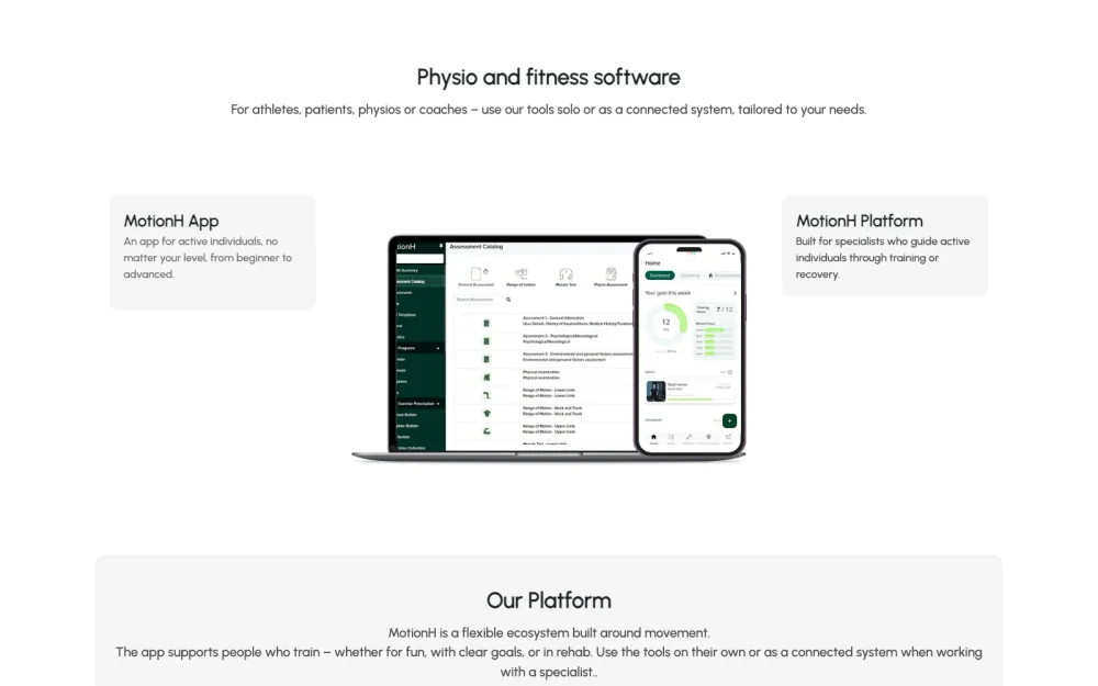 MotionH app and professional software product presentation